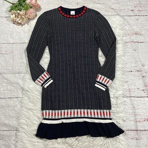 Iris & Ink Revolve Knit Ruffle Hem Long Sleeve Textured Sweater Dress